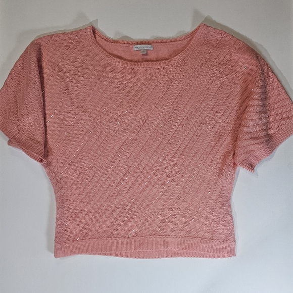 New York & Company Sweaters - New York & Company Sweater‎ Womens Small Coral Sparkly Batwing Sleeve Preppy Top